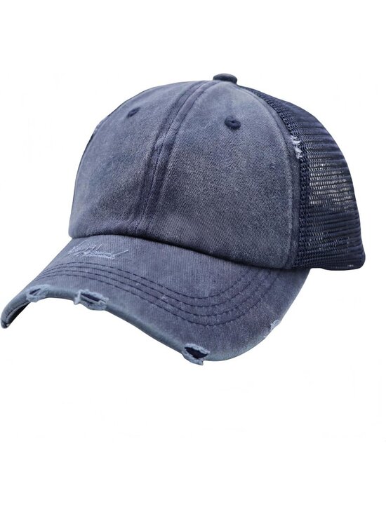 〽️Women Navy Blue High Ponytail Baseball Cap Trucker Bad Hair Day Adjustable main image 2